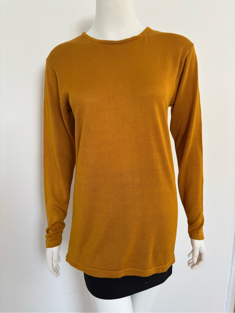 august silk Mustard Long-Sleeve Crewneck Top